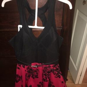 Red and Black floral dress